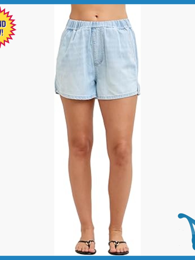 High Waisted Featherweight Boxer Shorts, Premium Stretch Denim, Tummy Control